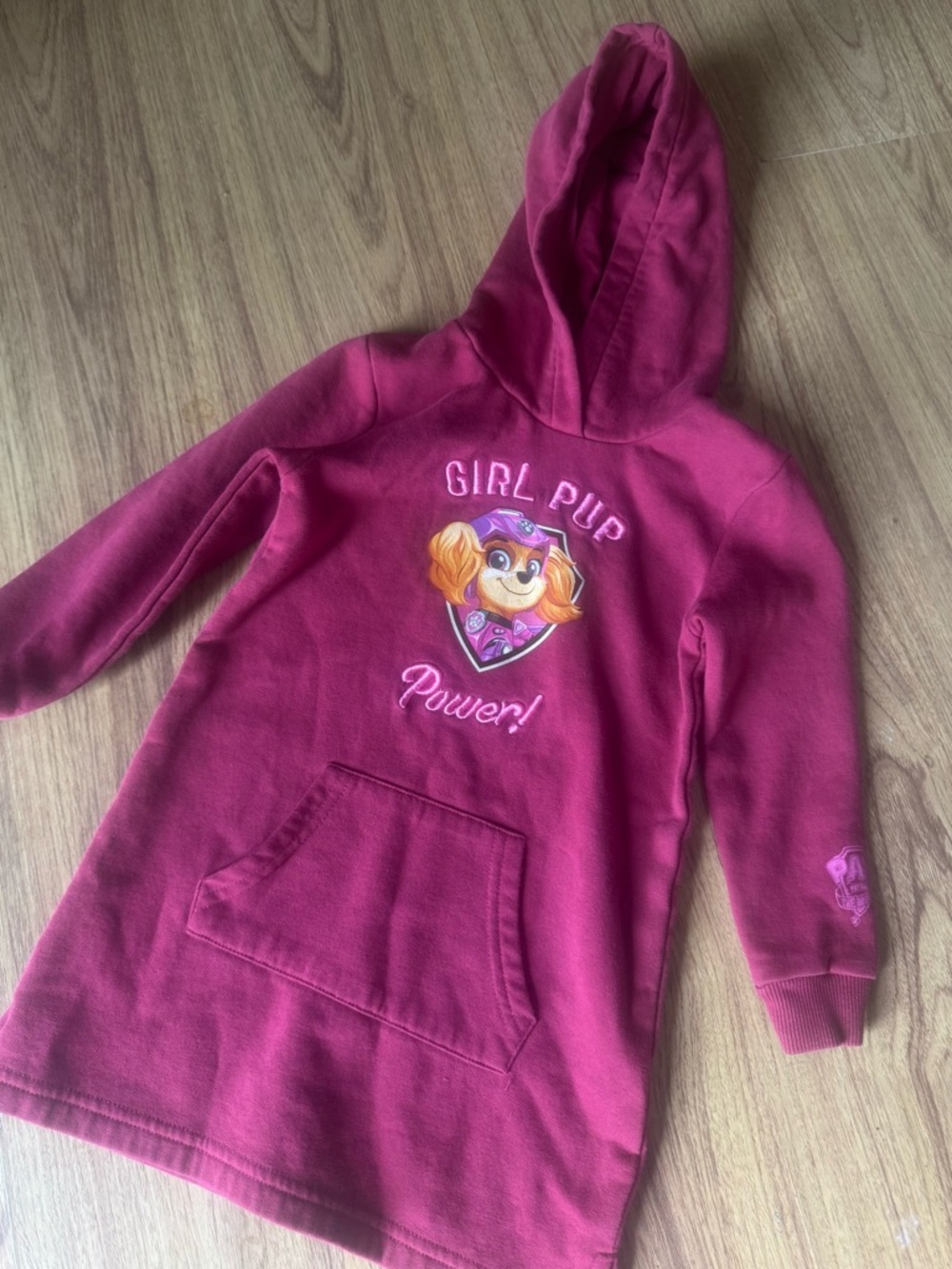H&M Girls' Dark Pink 'Girl Pup Power' Hooded Dress